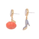 Clock Pumpkin High-heeled Shoes Enamel Earrings Stud Clip Earrings