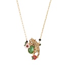 Leopard Red Crystal Necklace Gold Chain Enamel Flower Pendants Necklace