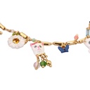 Cat Kitty Flower Gold Plated Jewelry Enamel Bracelet