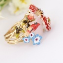 Parrot Flower Cristal Colorful Luxury Enamel Ring