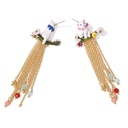 Cat Kitten Tassel Asymmetrical Enamel Earrings