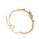 Small Fox Gem Green Leaf Gold Plated Jewelry Enamel Bracelet