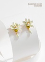 Gardenia Flower With Pearl And Zircon Enamel Stud Earrings