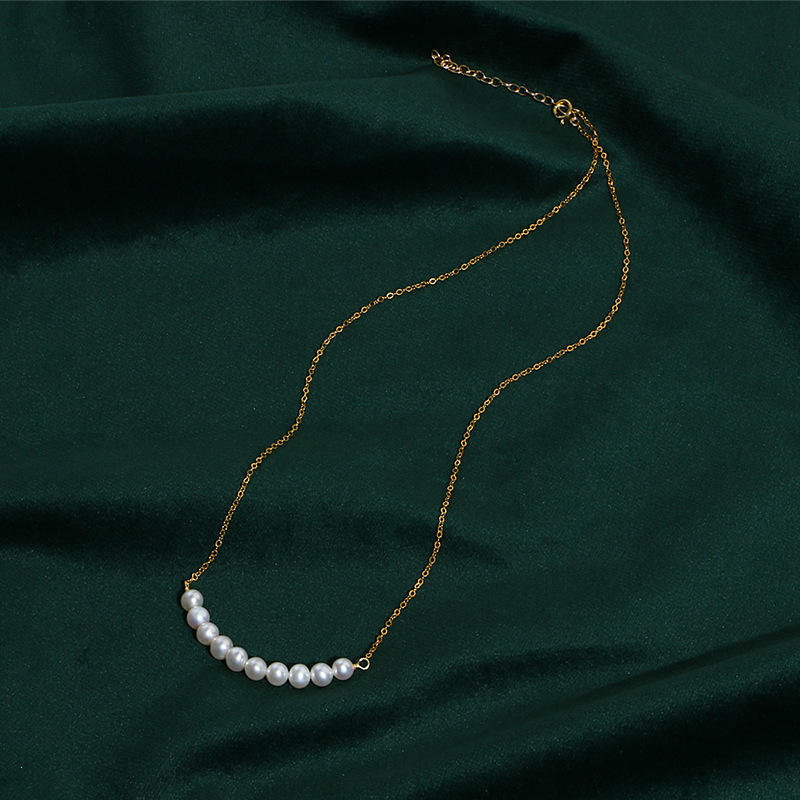 Freshwater Pearl Smile 14K Gold Plated Collarbone Necklace