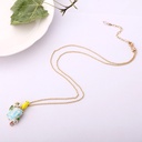 Yellow Bird Flower And Stone Pendant Enamel Necklace