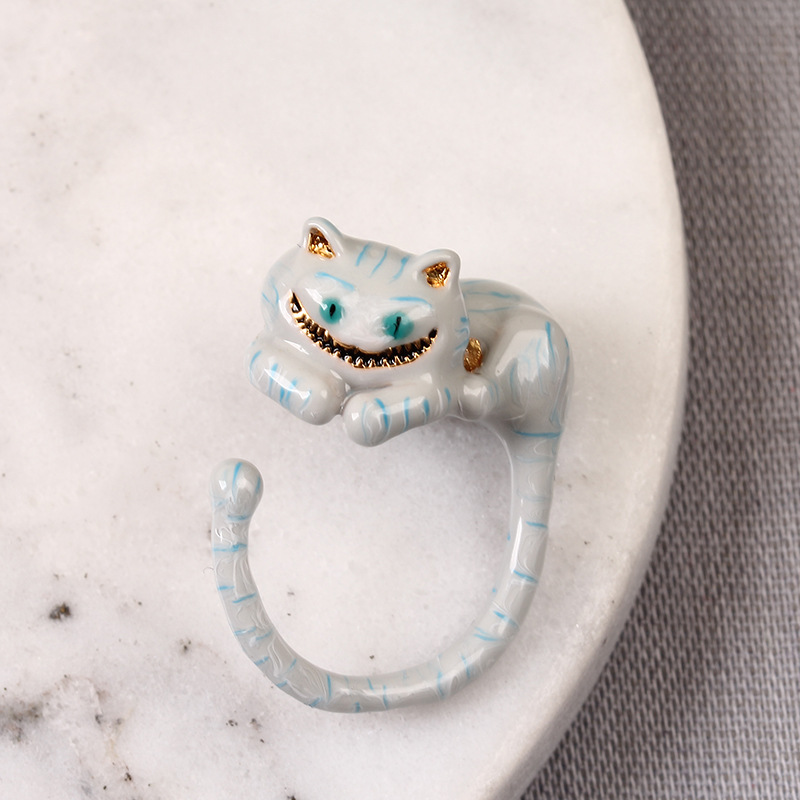 Alice in Wonderland Cute Cheshire Cat Enamel Ring