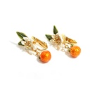 Orange And Flower Enamel Earrings