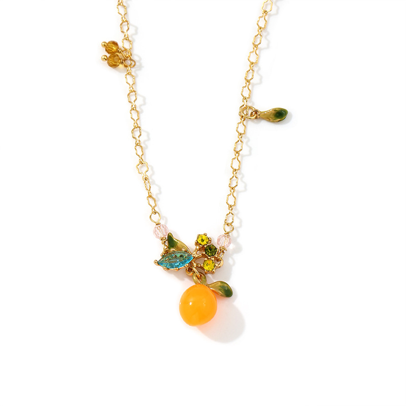 Orange Blossom Flower Enamel Charm Bracelet