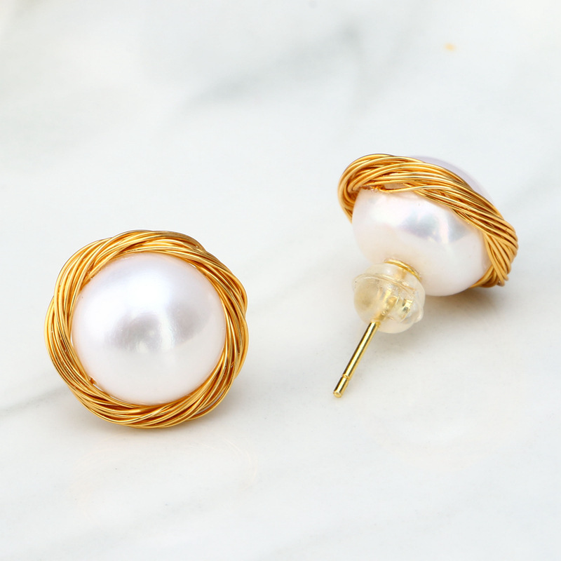 Freshwater Pearl Bridesmaids Wedding Jewelry Stud Earrings