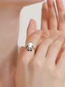 Cute Panda And Bamboo Leaf Enamel Adjustable Ring