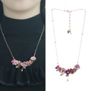 Flower Peony Branch And Crystal Enamel Pedant Necklace