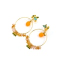 Orange Tangerine And Crystal Enamel Dangle Earrings