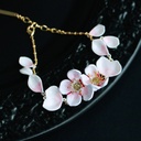 White Cherry Blossom Flower Petals Enamel Thin Bracelet