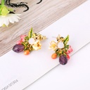 Enamel Flower Crystal Bee Enamel Earrings Jewelry Stud Clip Earrings