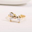 Carousel White Horse And Crystal Enamel Adjustable Ring Jewelry Gift