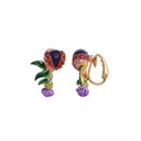 Enamel Flower Sapphire Enamel Earrings Jewelry Stud Clip Earrings