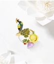 Flower and Peacock Enamel Adjustable Ring