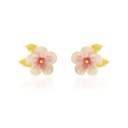 Peach Flower Blossom Branch Enamel Stud Earrings