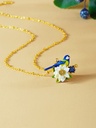 Bird And Flower Enamel Pendant Necklace Handmade Jewelry Gift2