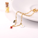 Flower Ladybug Pendant Gold Plated Jewelry Enamel Bracelet