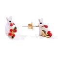 Rabbit and Fruit Enamel Earrings