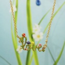 Love Flower And Crystal Enamel Necklace