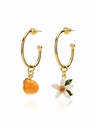 Orange Blossom Flower Dangle Enamel Stud Earrings