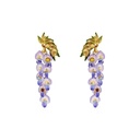 Purple Flower Blosssom Wisteria Enamel Dangle Earrings