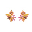 Flower And Crystal Enamel Stud Earrings