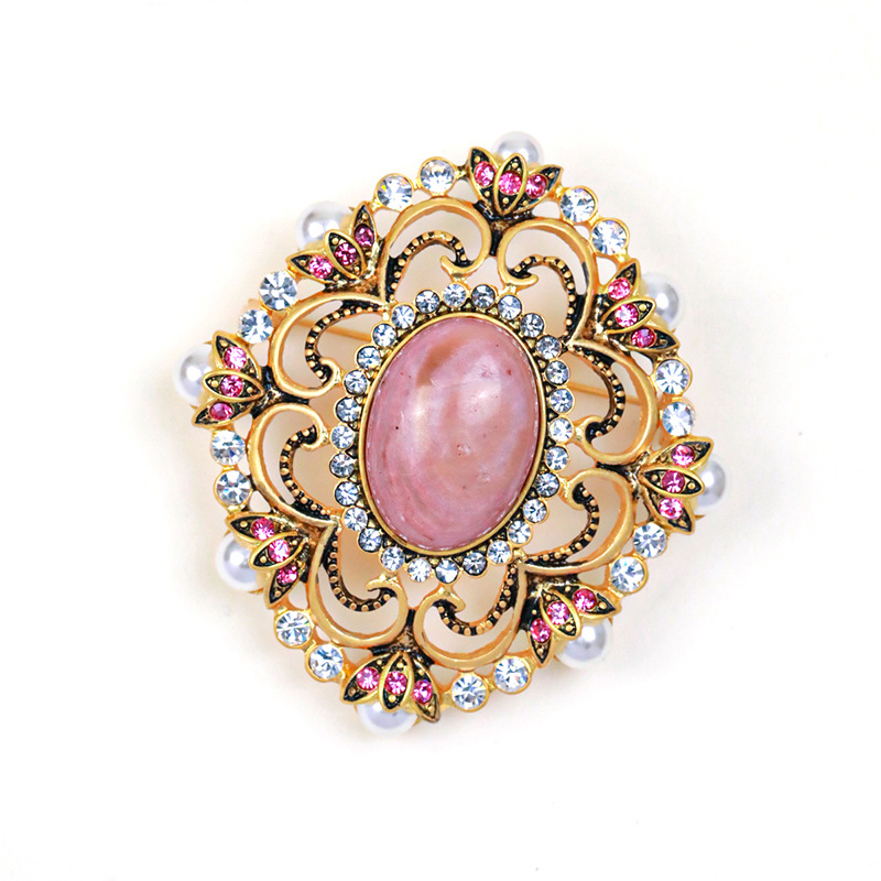 Inlaid Zircon Enamel Vitange Retro Brooch Jewelry