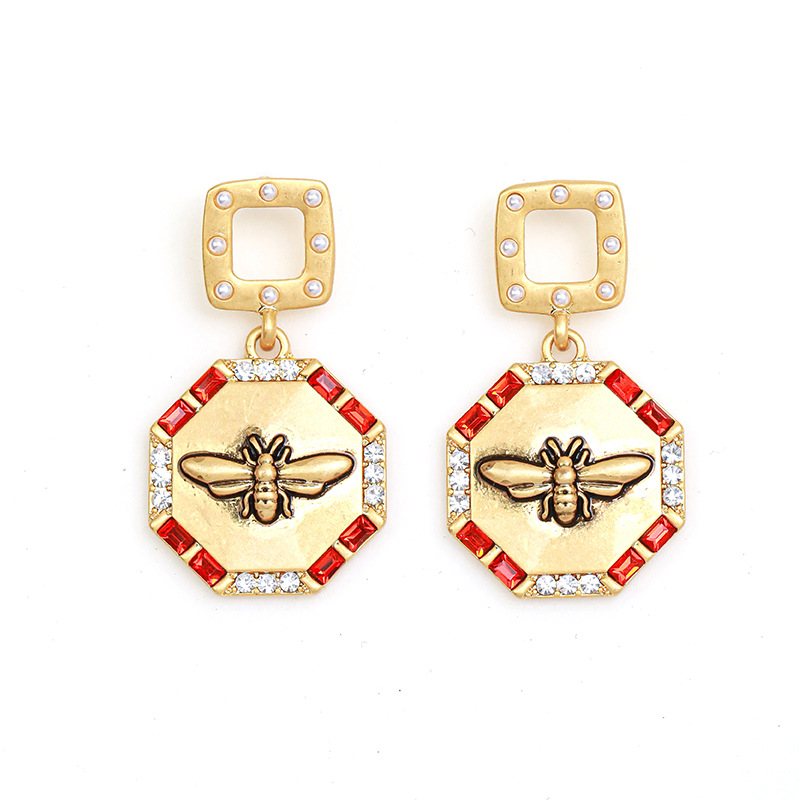 Inlaid Zircon Retro Vintage Bee Dangle Earrings