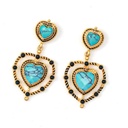 Inlaid Stone Retro Vintage Heart Dangle Earrings