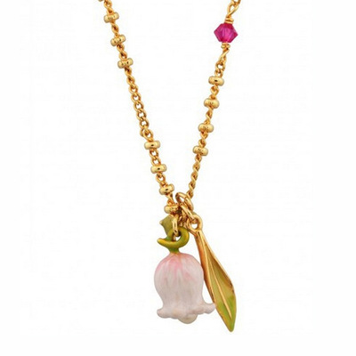 Bell Orchid Flower Enamel Long Necklace