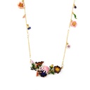 Flower And Stone Enamel Pendant Necklace