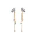 Butterfly With Crystal Long Tassel Enamel Earrings