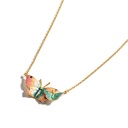 Butterfly Pendant Enamel Glaze Gold Plated Collarbone Chain Necklace