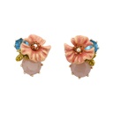 Pink Flower Crystal Enamel Earrings Jewelry Stud Earrings